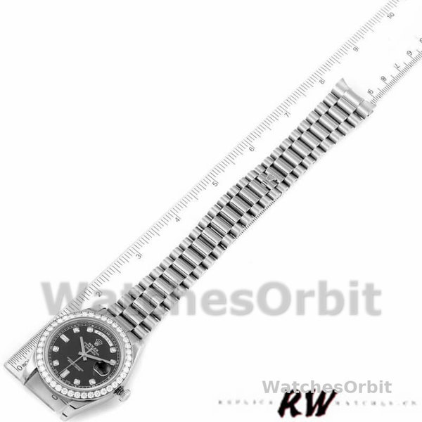 Rolex Day-Date 218349 Black Diamond Dial 41MM Mens Replica Watch