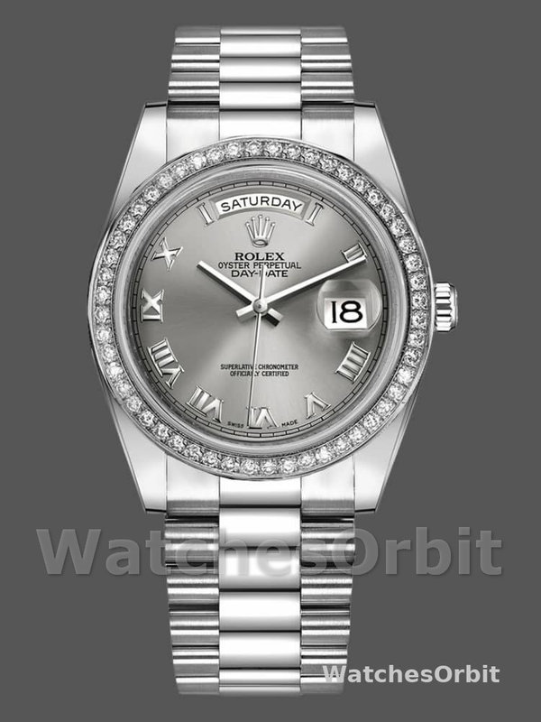 Rolex Day-Date 218349 Rhodium Grey Dial 41MM Mens Replica Watch