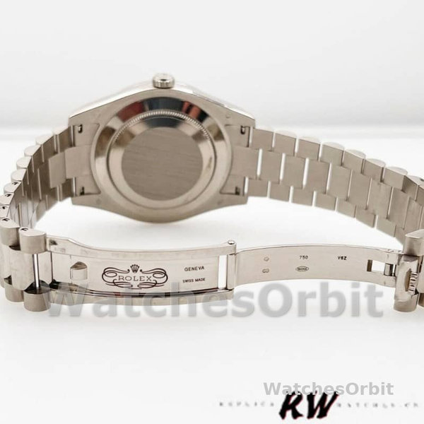 Rolex Day-Date 218349 Silver Diamond Dial 41MM Mens Replica Watch