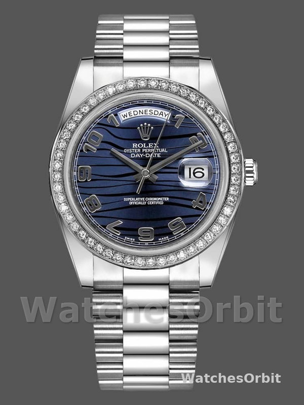 Rolex Day-Date 218349 Wave Blue Dial 41MM Mens Replica Watch