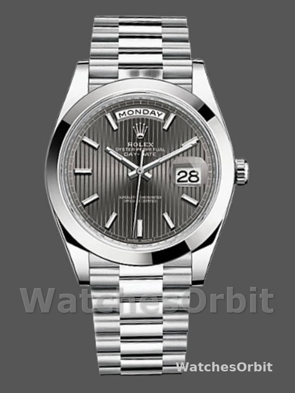 Rolex Day-Date 228206 Dark Rhodium Grey Dial Platinum 40MM Mens Replica Watch