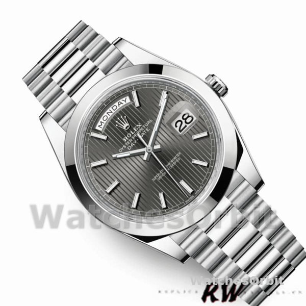 Rolex Day-Date 228206 Dark Rhodium Grey Dial Platinum 40MM Mens Replica Watch