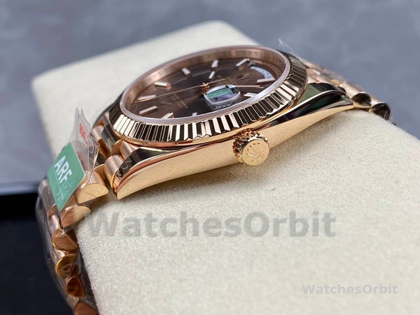 Rolex Day-Date 228235 Chocolate Brown Dial Fluted Bezel 40mm Mens Replica Watch