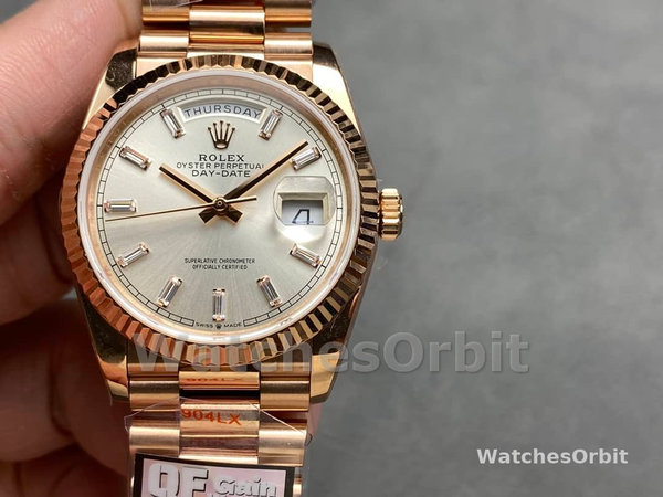 Rolex Day-Date 228235 Sundust Index Dial Fluted Bezel 40mm Mens Replica Watch