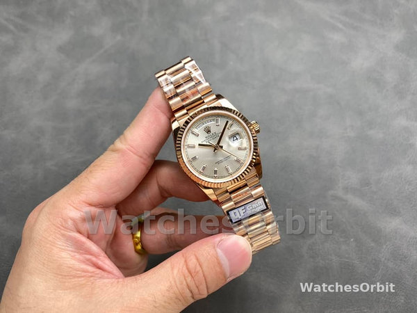 Rolex Day-Date 228235 Sundust Index Dial Fluted Bezel 40mm Mens Replica Watch