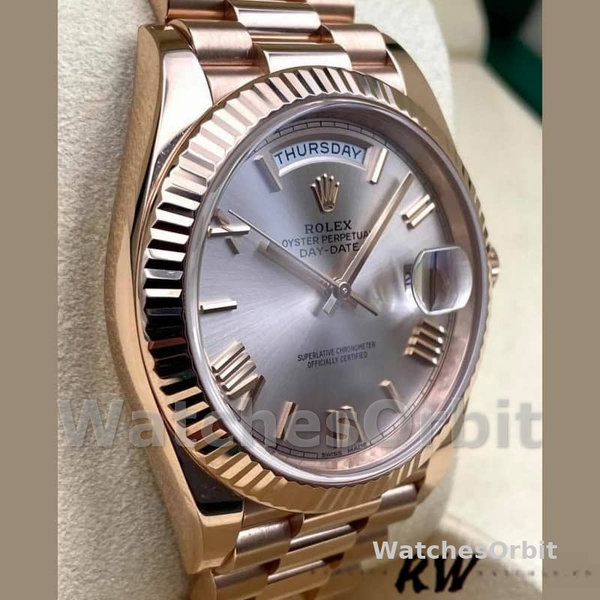 Rolex Day-Date 228235 Sundust Roman Numeral Dial Fluted Bezel 40mm Mens Replica Watch
