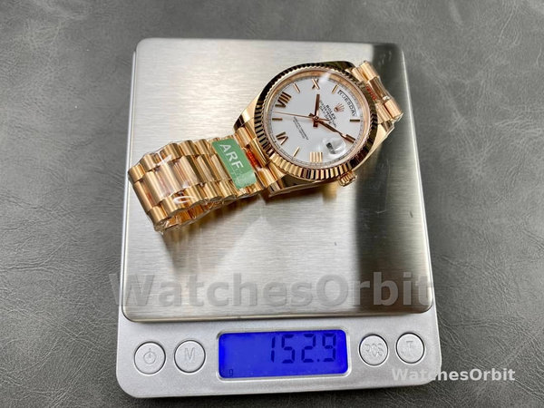 Rolex Day-Date 228235 White Roman Numeral Dial Fluted Bezel 40mm Mens Replica Watch