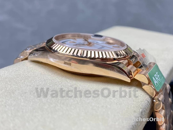 Rolex Day-Date 228235 White Roman Numeral Dial Fluted Bezel 40mm Mens Replica Watch