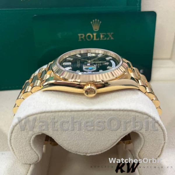 Rolex Day-Date 228238 Black Diamond Dial Fluted Bezel 40mm Mens Replica Watch
