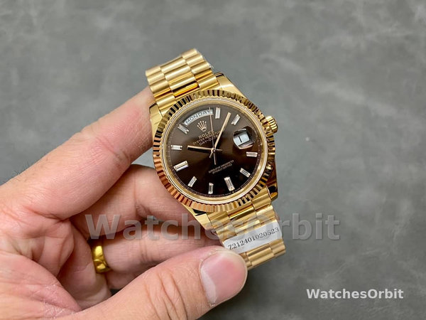 Rolex Day-Date 228238 Black Diamond Dial Fluted Bezel 40mm Mens Replica Watch