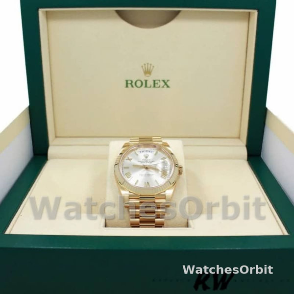 Rolex Day-Date 228238 Silver Roman Dial Fluted Bezel 40mm Mens Replica Watch