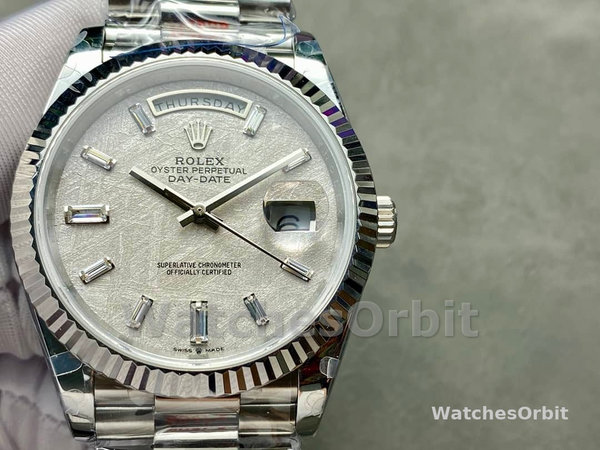 Rolex Day-Date 228239 Meteorite Grey Dial Fluted Bezel 40mm Mens Replica Watch