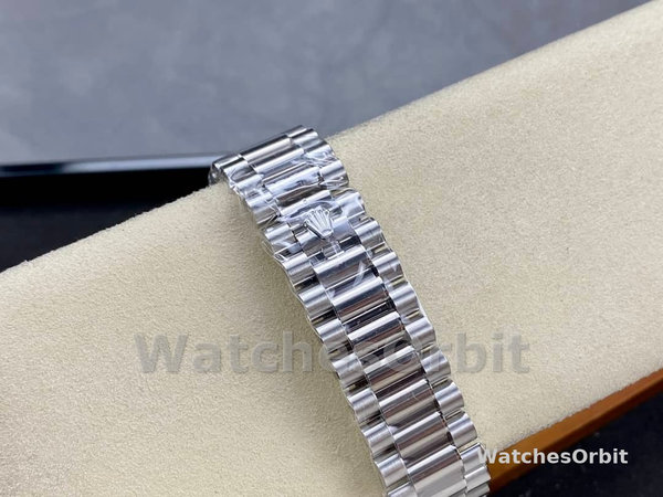 Rolex Day-Date 228239 White Roman Dial Fluted Bezel 40mm Mens Replica Watch