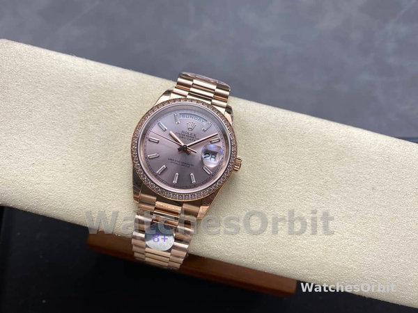 Rolex Day-Date 228345RBR 0007 Sundust Diamond Dial Diamond Bezel 40mm Mens Replica Watch