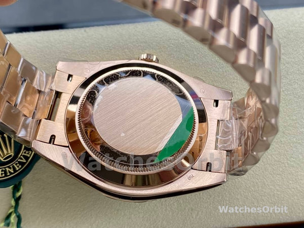 Rolex Day-Date 228345RBR 0011 Olive Green Roman Dial Diamond Bezel 40mm Mens Replica Watch