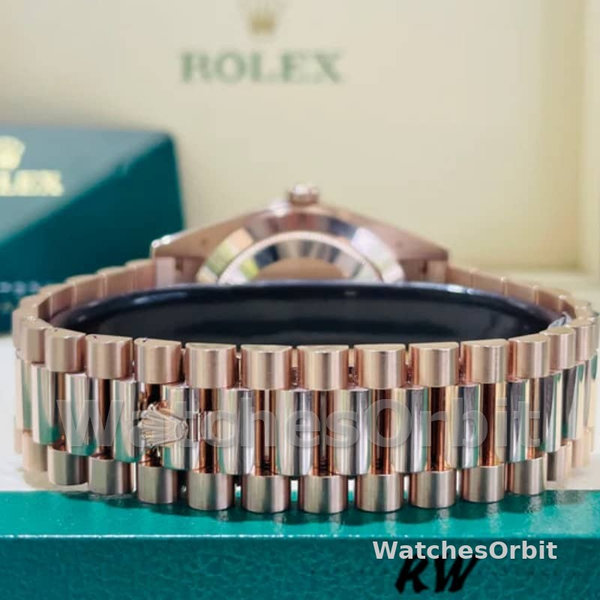 Rolex Day-Date 228345RBR Sundust Roman Dial Diamond Bezel 40mm Mens Replica Watch