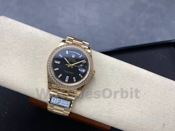 Rolex Day-Date 228348RBR 0043 Black Diamond Dial Diamond Bezel 40mm Mens Replica Watch