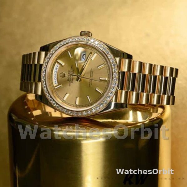 Rolex Day-Date 228348RBR Champagne Index Dial Diamond Bezel 40mm Mens Replica Watch