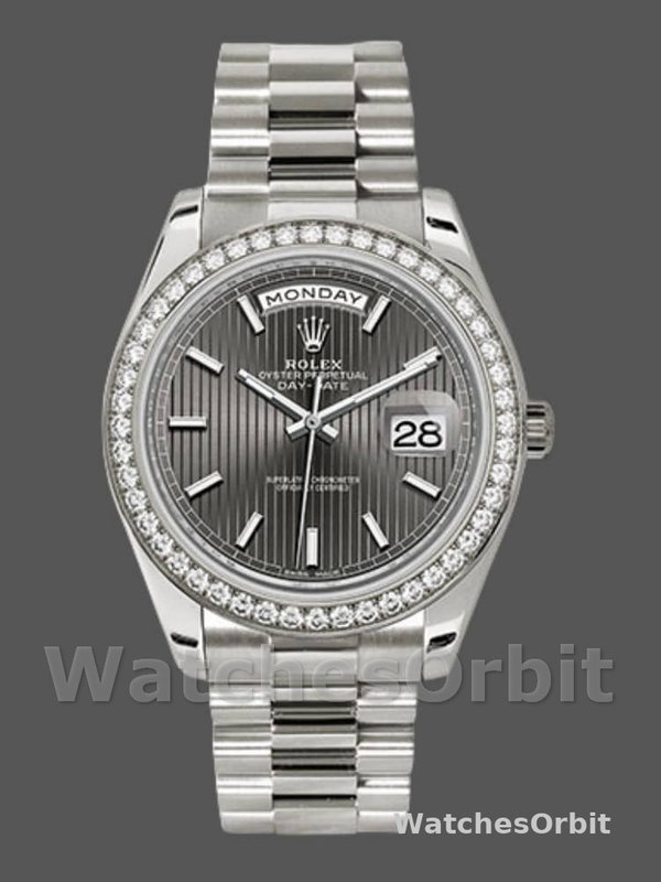 Rolex Day-Date 228349RBR Dark Rhodium Dial Diamond Bezel 40mm Mens Replica Watch