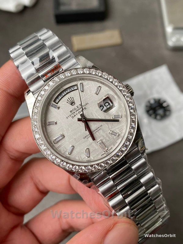 Rolex Day-Date 228349RBR Meteorite Dial Diamond Bezel 40mm Mens Replica Watch