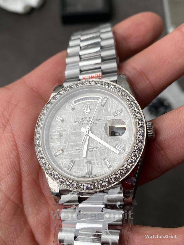 Rolex Day-Date 228349RBR Meteorite Dial Diamond Bezel 40mm Mens Replica Watch
