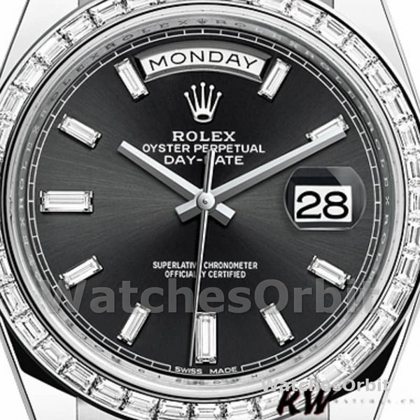 Rolex Day-Date 228396TBR Black Dial Diamond Bezel 40mm Mens Replica Watch