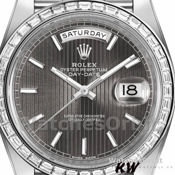 Rolex Day-Date 228396TBR Dark Rhodium Grey Dial Diamond Bezel 40mm Mens Replica Watch
