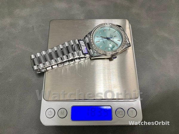 Rolex Day-Date 228396TBR Ice Blue Diamond Dial Diamond Bezel 40mm Mens Replica Watch