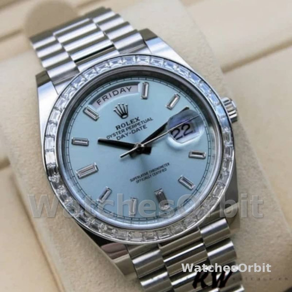 Rolex Day-Date 228396TBR Ice Blue Diamond Dial Diamond Bezel 40mm Mens Replica Watch