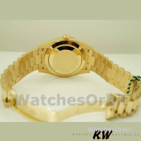 Rolex Day-Date 228398TBR Black Diagonal Motif Dial Diamond Bezel 40mm Mens Replica Watch