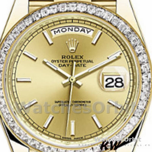 Rolex Day-Date 228398TBR Champagne Index Dial Diamond Bezel 40mm Mens Replica Watch