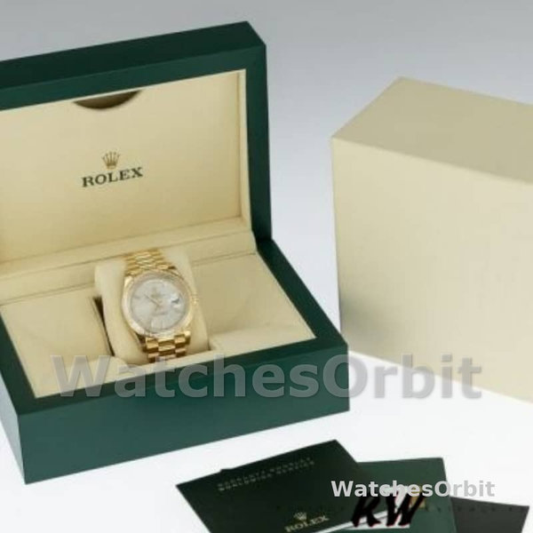 Rolex Day-Date 228398TBR Silver Diagonal Motif Dial Diamond Bezel 40mm Mens Replica Watch