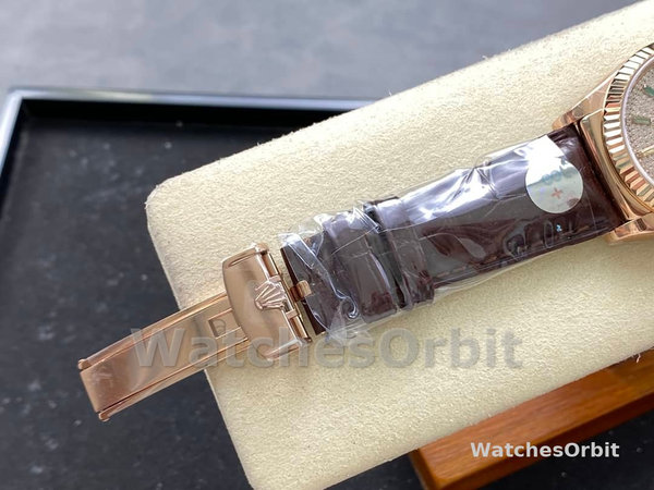 Rolex Day Date 36 Diamond Paved Dial Fluted Bezel 18K Everose gold 128235 0039 President Watch