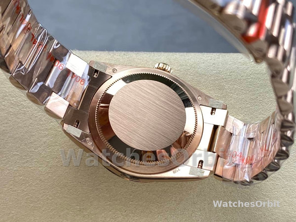 Rolex Day Date 36 Diamond Paved Dial Fluted Bezel 18K Everose gold 128235 0039 President Watch