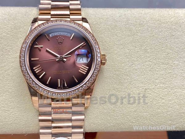 Rolex Day Date 36 Everose Gold Diamond Bezel m128345rbr 0075