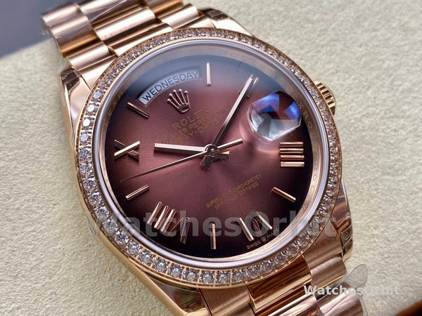 Rolex Day Date 36 Everose Gold Diamond Bezel m128345rbr 0075