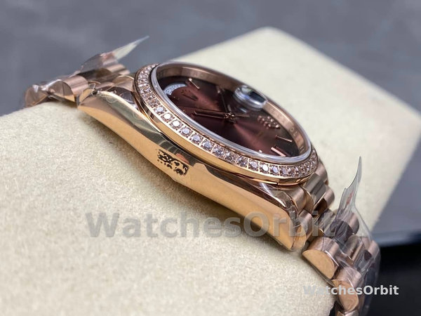 Rolex Day Date 36 Everose Gold Diamond Bezel m128345rbr 0075