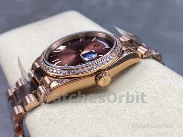 Rolex Day Date 36 Everose Gold Diamond Bezel m128345rbr 0075