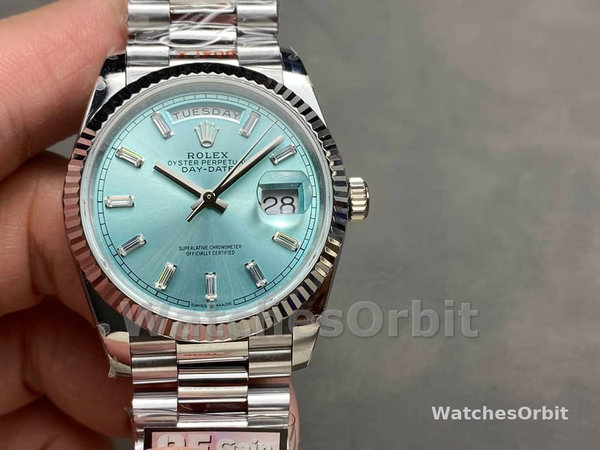 Rolex Day Date 36 Fluted Bezel Platinum Bracelet 128236 0009