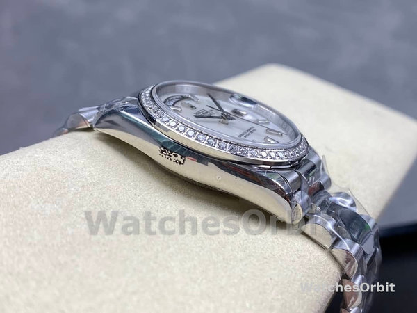 Rolex Day Date 36 MOP Dial Diamond Bezel Platinum m128396tbr 0022