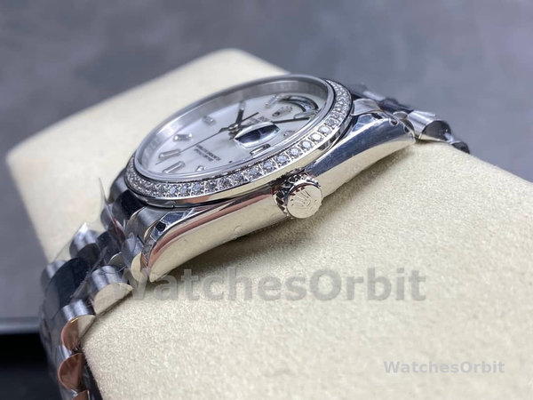 Rolex Day Date 36 MOP Dial Diamond Bezel Platinum m128396tbr 0022