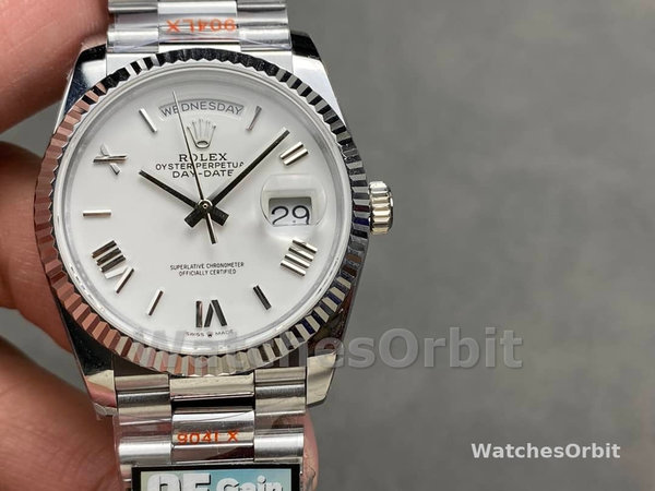 Rolex Day Date 36 White Dial Fluted Bezel White Gold m128239 0059 President Watch
