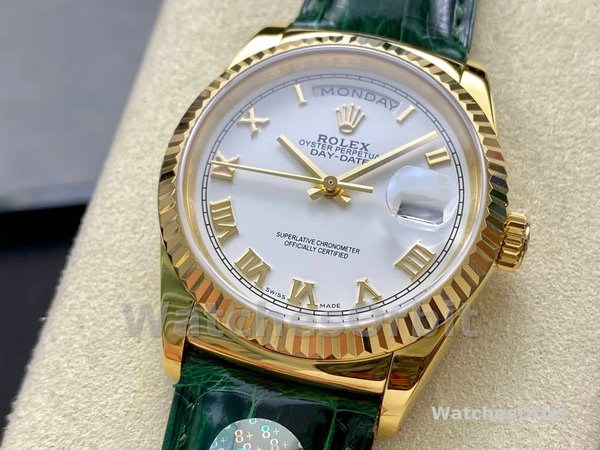 Rolex Day Date 36 White Dial Solid 18k Yellow Gold 118138 Roman