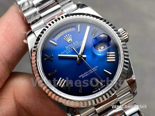 Rolex Day Date 36 White Gold Blue Ombre Dial M128236 0020