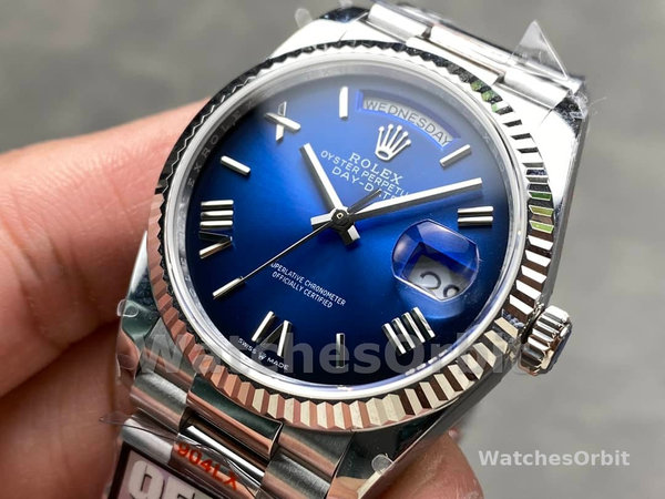 Rolex Day Date 36 White Gold Blue Ombre Dial M128236 0020