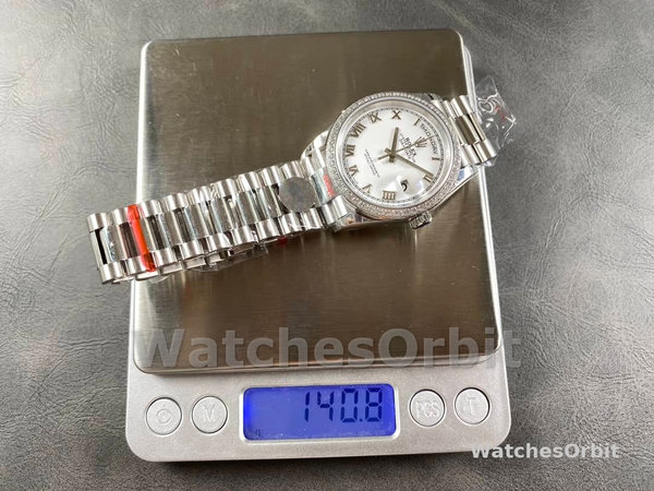 Rolex Day Date 36 White Gold Diamond Bezel White Dial m128399tbr 0019