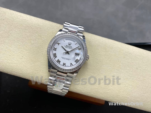 Rolex Day Date 36 White Gold Diamond Bezel White Dial m128399tbr 0019
