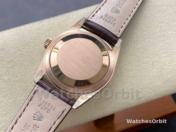 Rolex Day Date 36 Yellow Gold Case 118135 0101 Brown Leather Watch
