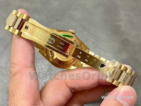 Rolex Day Date 36 Yellow Gold Diamond Bezel MOP Dial m128348rbr 0019