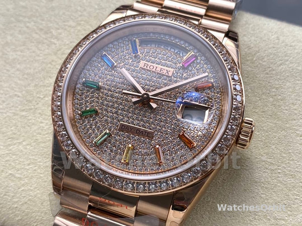 Rolex Day Date 36mm 128345RBR 0042 Diamond Paved Dial President Watch
